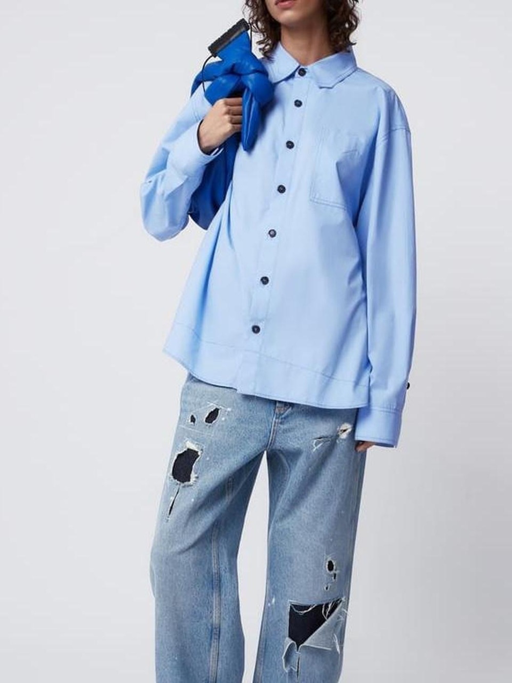 Ader Error x Zara Blue Oversized Button-Down Shirt